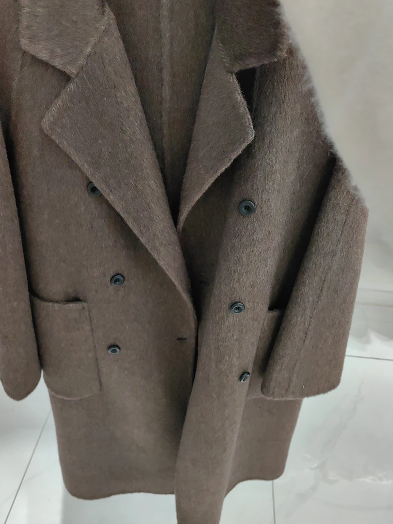 简约韩版宽松中长款羊绒大衣女装外套秋冬气质