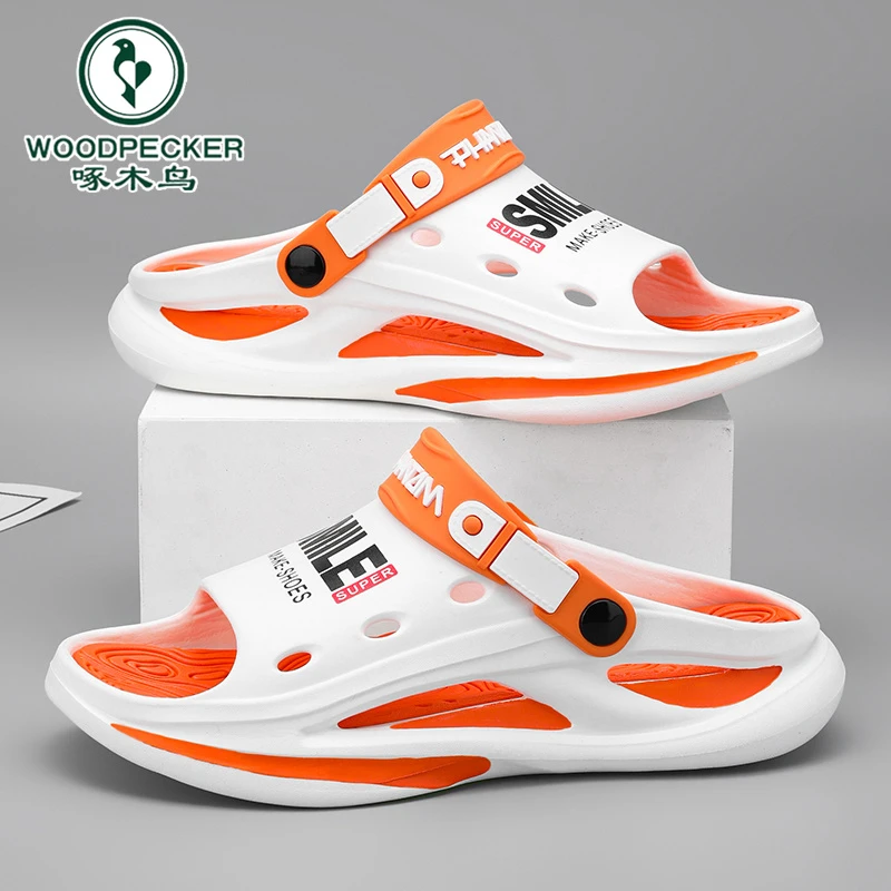 啄木鸟官方正品拖鞋男款休闲运动软底两用沙滩凉鞋外穿踩屎感潮鞋