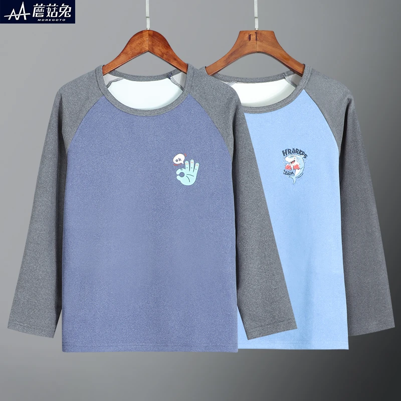 胖男童德绒打底衫秋冬中大童儿童秋衣双面绒男孩保暖内衣上衣单件