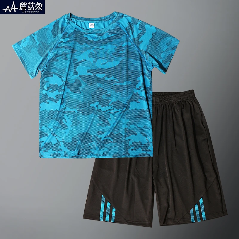胖中大童8-15岁男童装套装男童夏季胖男孩中大童童装冰丝短袖套装