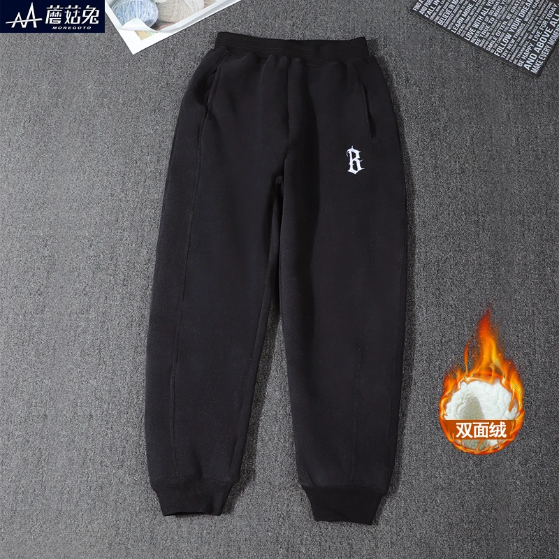 中大童加绒裤子儿童秋冬一体绒休闲裤胖男孩摇粒绒裤冬季加厚保暖