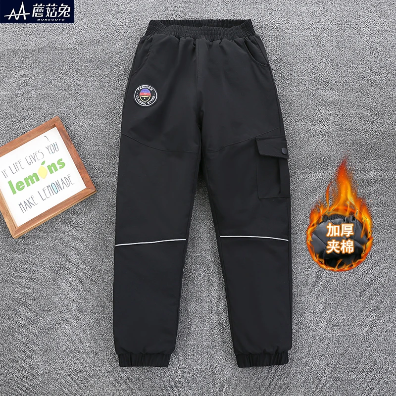 胖男童加厚棉裤外穿中大童儿童冲锋裤冬季夹棉宽松加肥加大潮男孩
