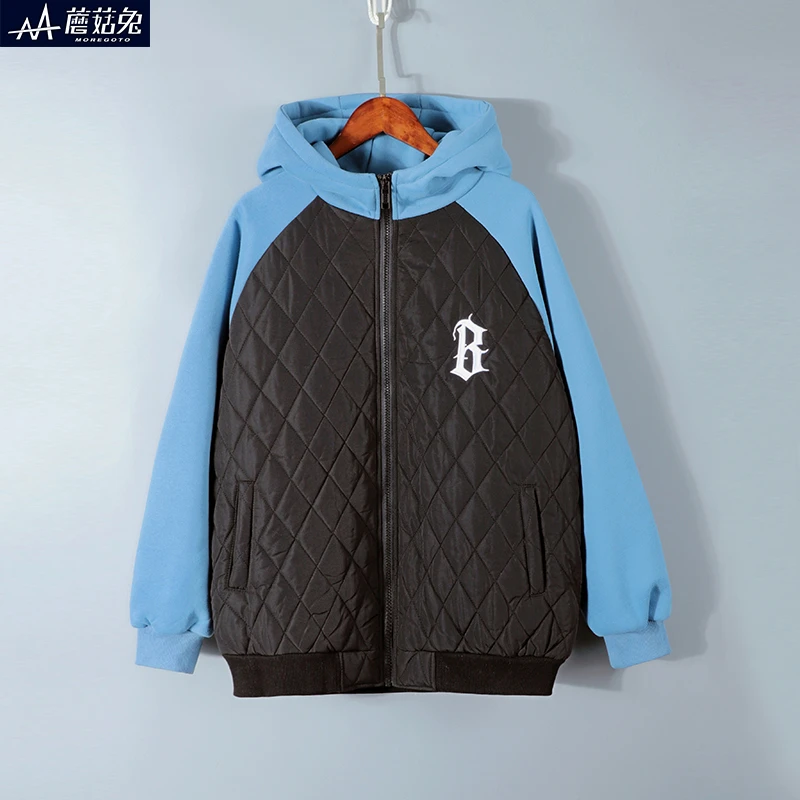 男童夹棉外套秋冬薄款棉服儿童中大童二棉外套冬季保暖连帽棉衣