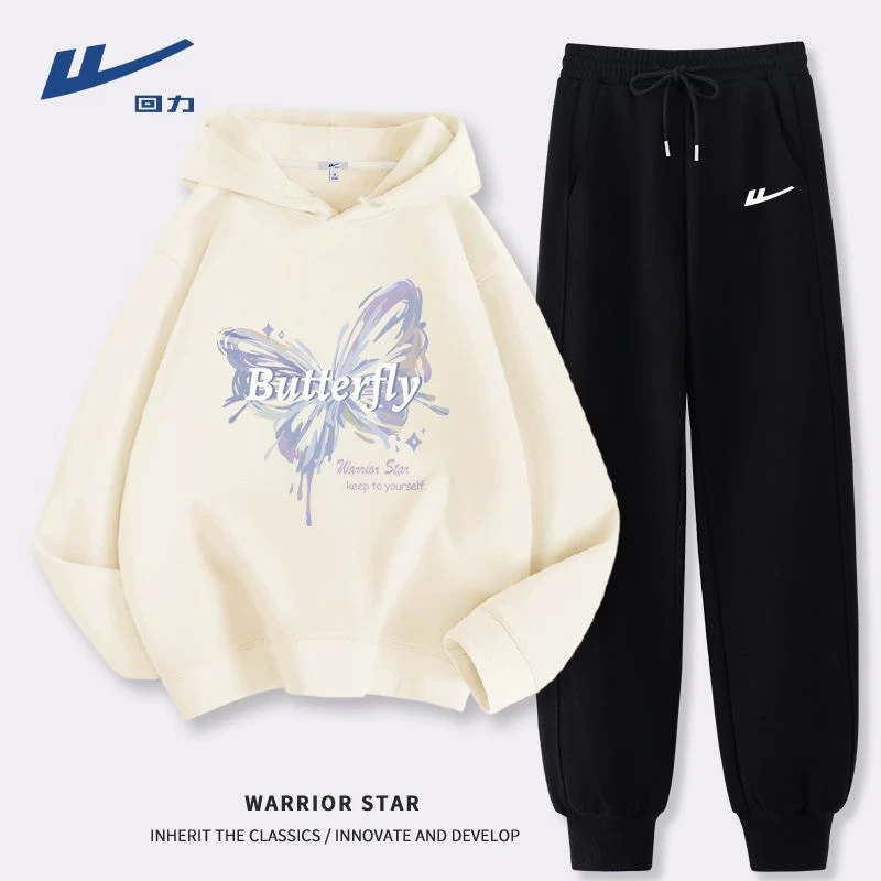 回力休闲运动套装女2023新款ins潮连帽卫衣卫裤早秋穿搭一整套女