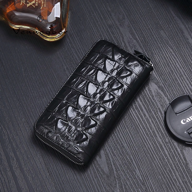 真皮男士钱包长款拉链新款高档手抓包小手包手拿包男潮牌鳄鱼单拉