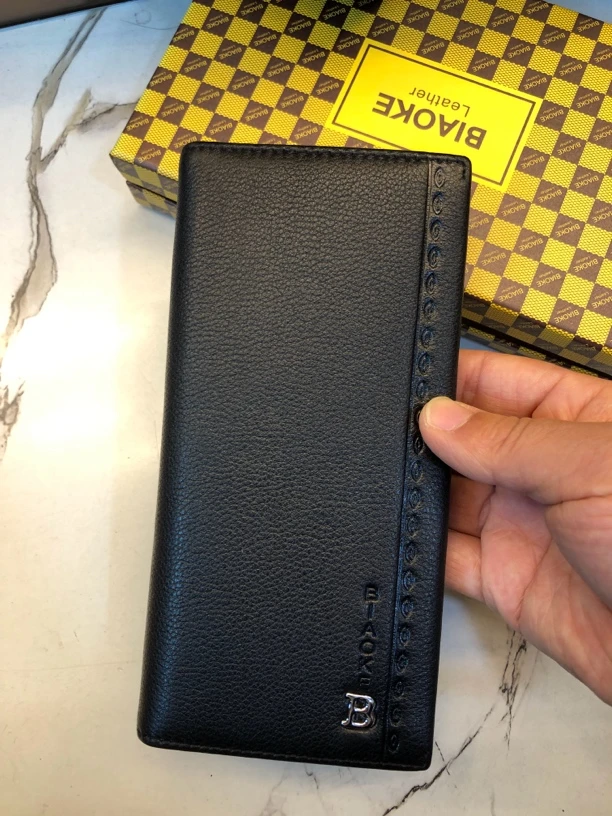 男士真皮长款钱包大容量多卡位时尚简约钱夹黑色软牛皮钱包