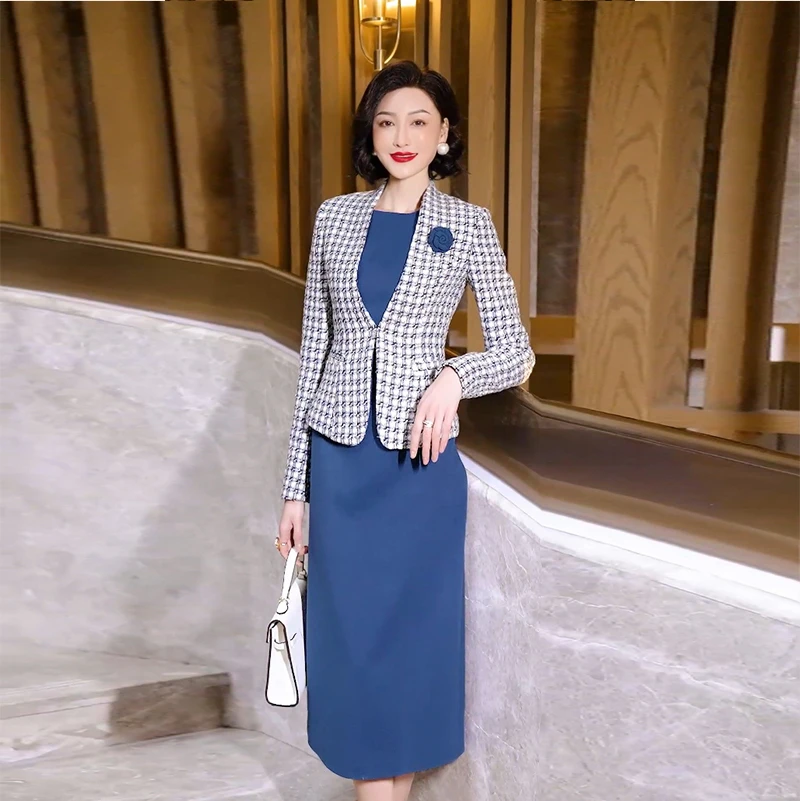2025新款格子套装小香风通勤优雅气质风两件套WF4036