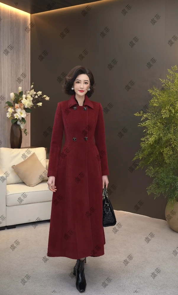 2025年新款云绒呢两穿领原创设计原创设计大衣外套女WF2090