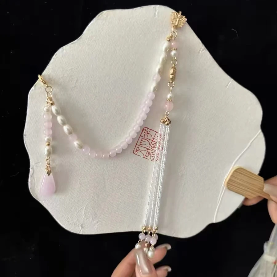 铜合金胸针 古风新款小清新旗袍压襟粉色串珠女古典茶服汉服