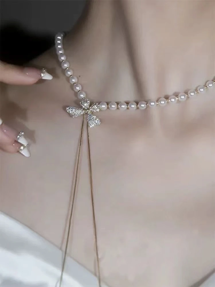 钛钢项链 设计感抽拉蝴蝶项链女轻奢小众高级感锁骨链颈链