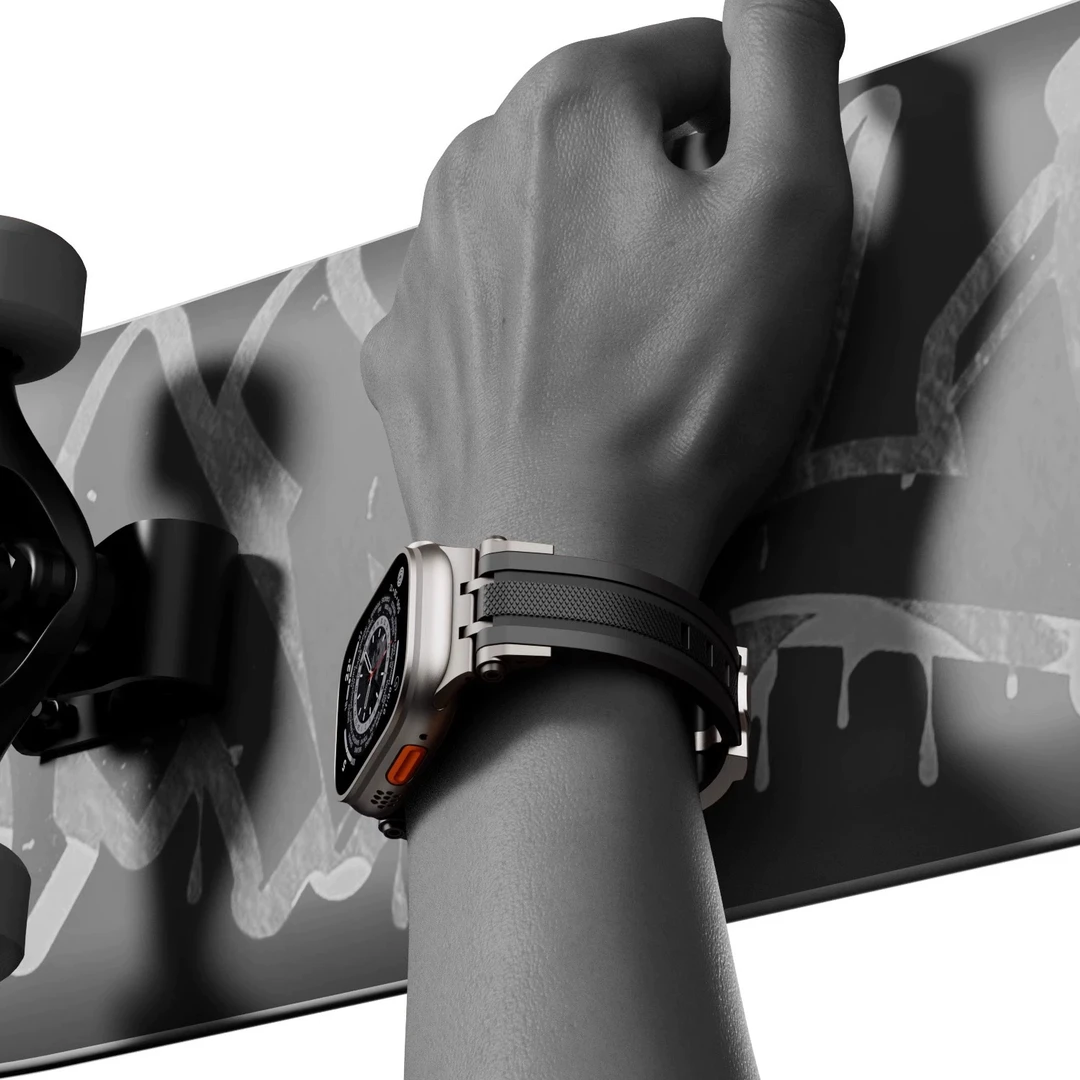 【顺丰包邮】适用苹果手表s10表带氟橡胶applewatchUltra2/9/8/双爪