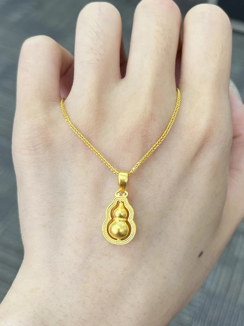 足金999 哑光转转葫芦吊坠(不含项链)