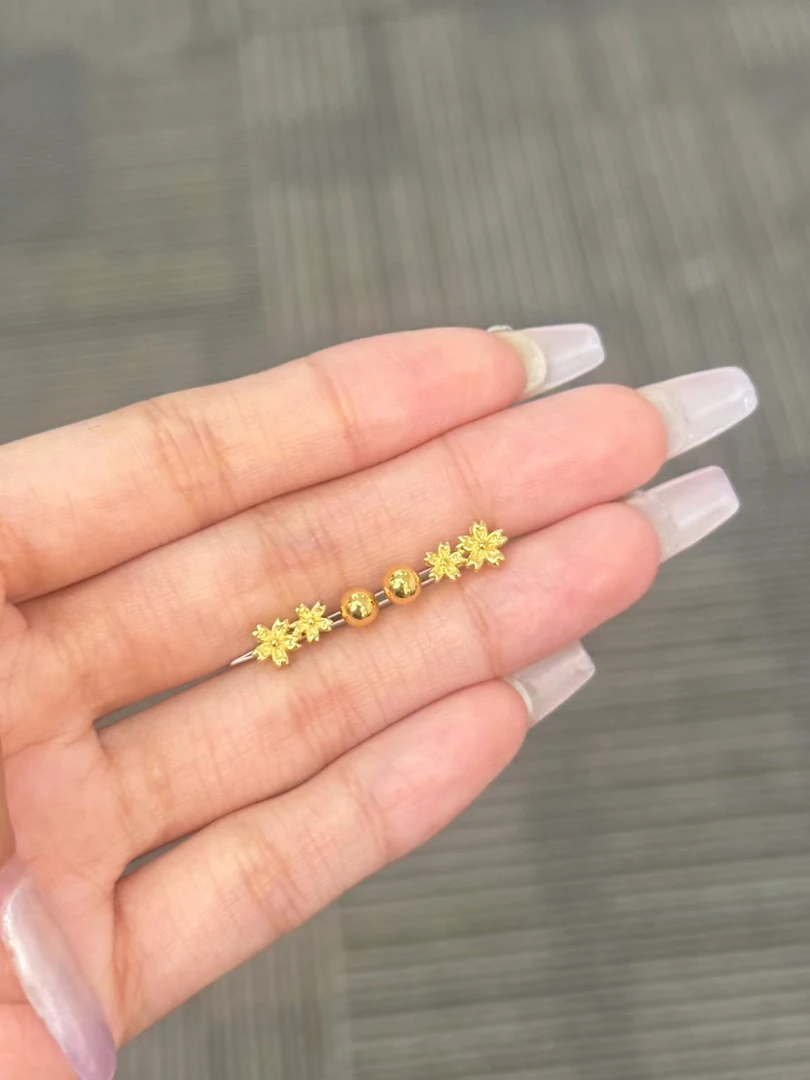 足金999 花花u型耳钉