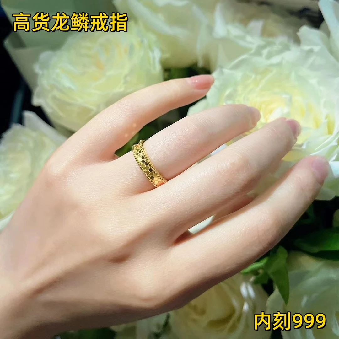 合金戒指 新款沙经金龙鳞戒指女结婚对戒不掉色精美指环轻奢气质