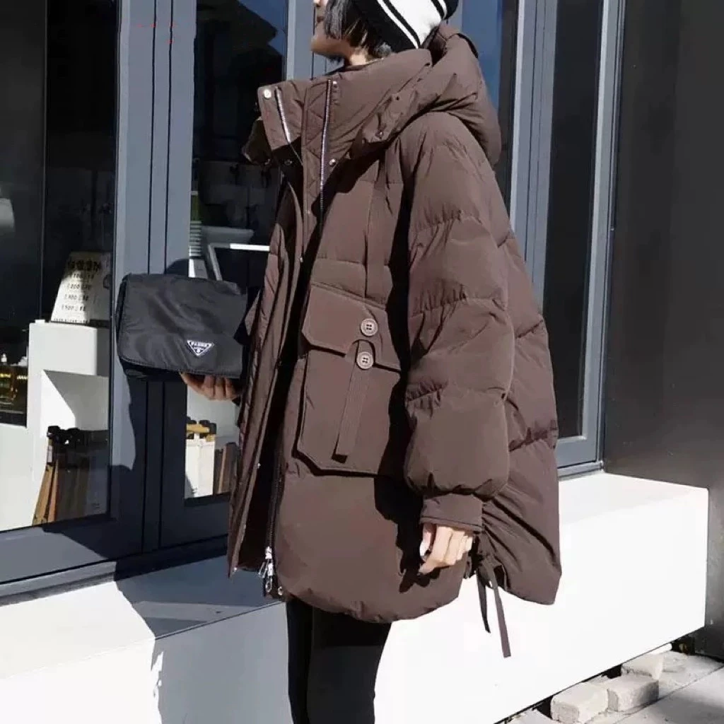 冬季新款雨雨简约宽松百搭时尚韩版保暖中长款外套