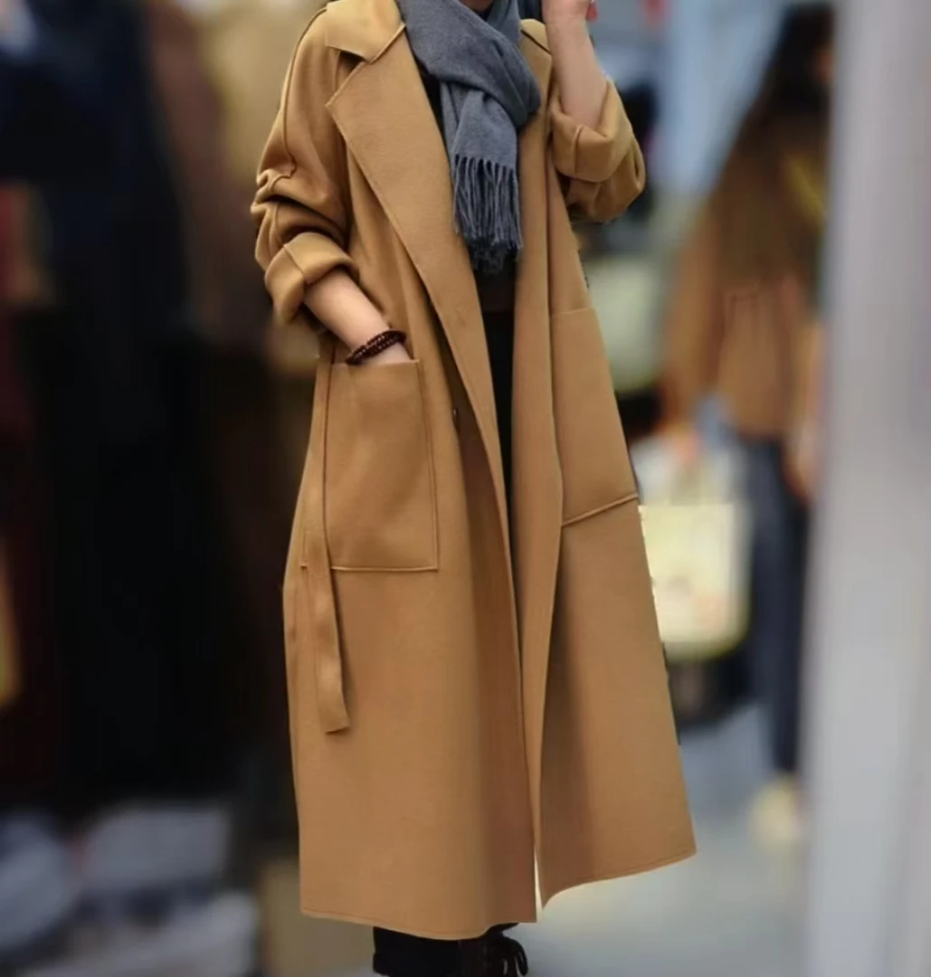 气质显瘦外套时尚百搭中长款双面羊毛大衣女