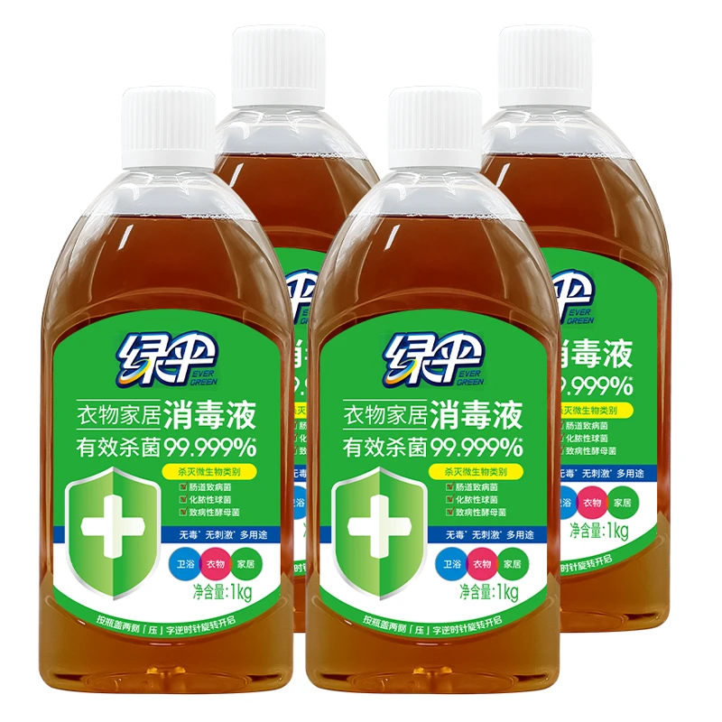 绿伞消毒液衣物家居除菌除螨松木香有效杀菌率99.999% 1kg*4瓶