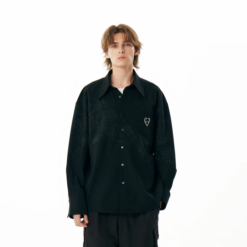 【INXX】APYD冬季潮牌新品肌理感拼接长袖衬衣男女同款APE4041317