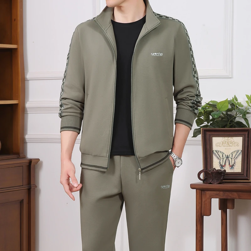 休闲运动套装男春秋季2024新款束脚裤男士春装运动服爸爸卫衣套装