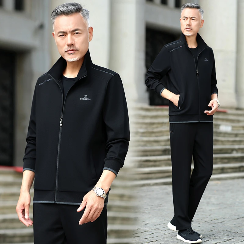 中老年运动套装男春秋季新款中年人爸爸秋装休闲运动服男士三件套
