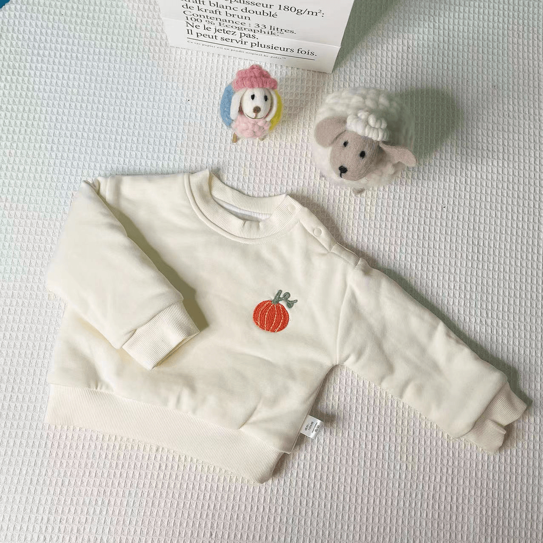 贝适新款小南瓜夹棉卫衣男宝宝女宝宝圆领套头休闲秋冬长袖