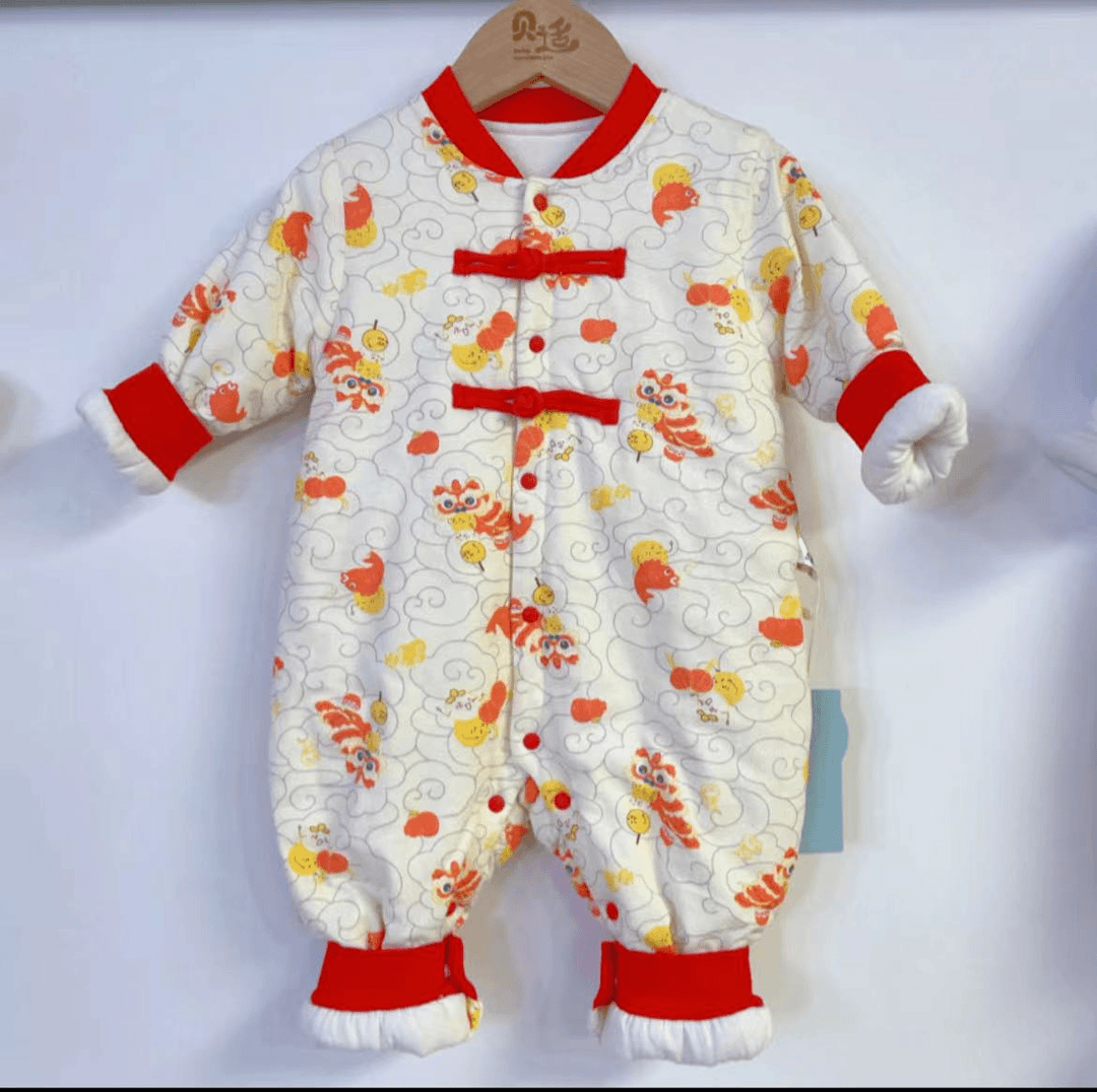 贝适【80g哈衣】秋冬季纯棉婴儿拜年服吸湿排汗夹棉保暖戴帽连体衣