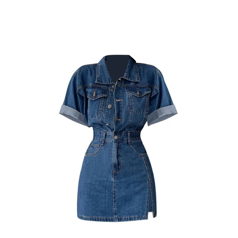 家居服牛仔裙外贸