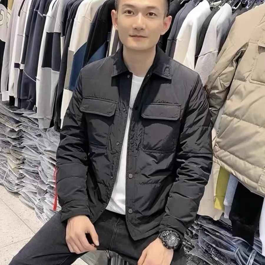 轻薄休闲保暖棉衣棉服男衬衣领潮牌冬季新款韩版修身翻领夹克外套