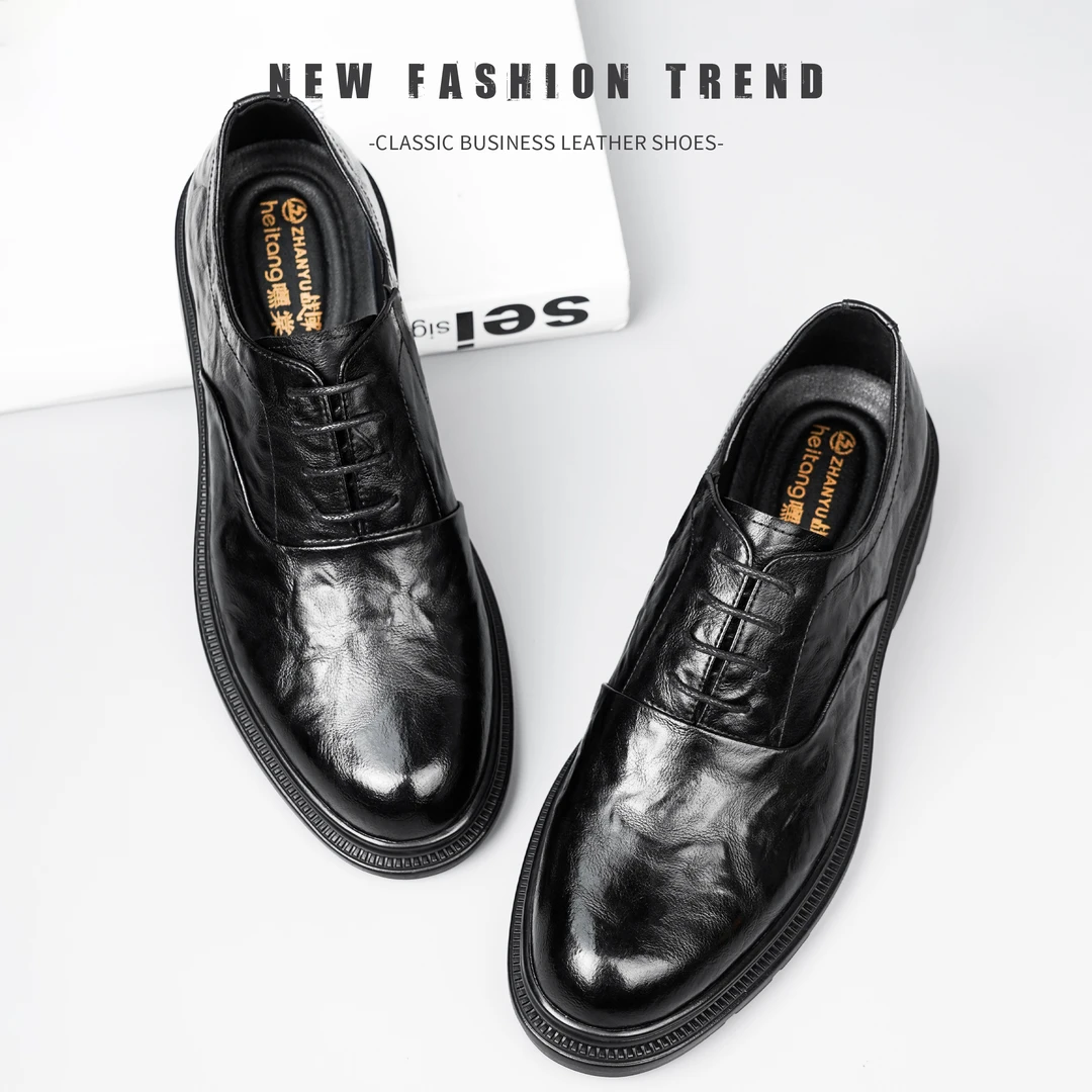 男士休闲男皮鞋百搭黑色时尚软底英伦风商务皮鞋2681