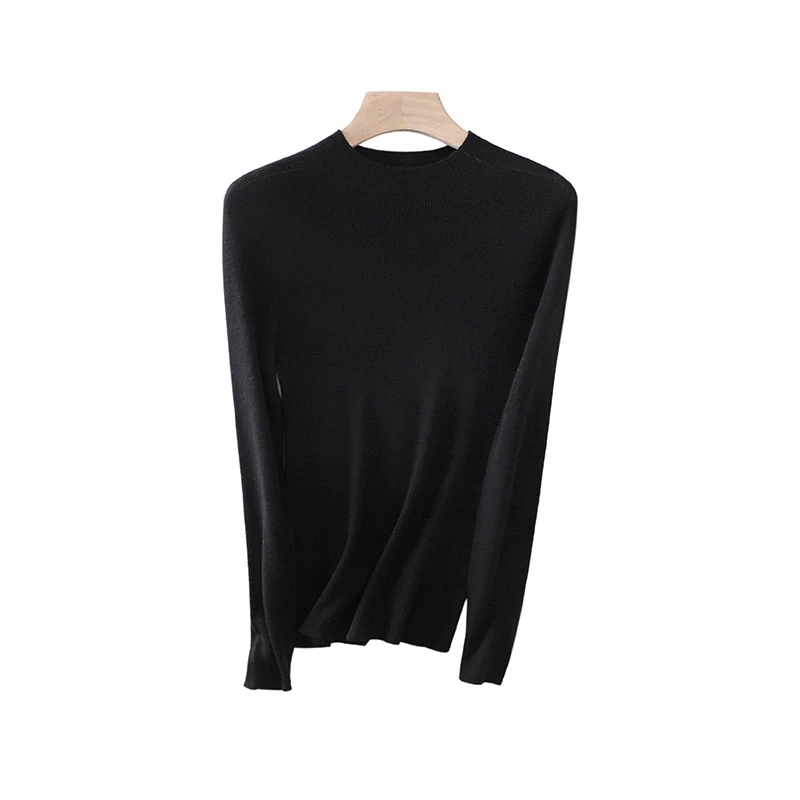 赢智尚领口气质圆领长袖修身四色针织毛衫ZZ00388