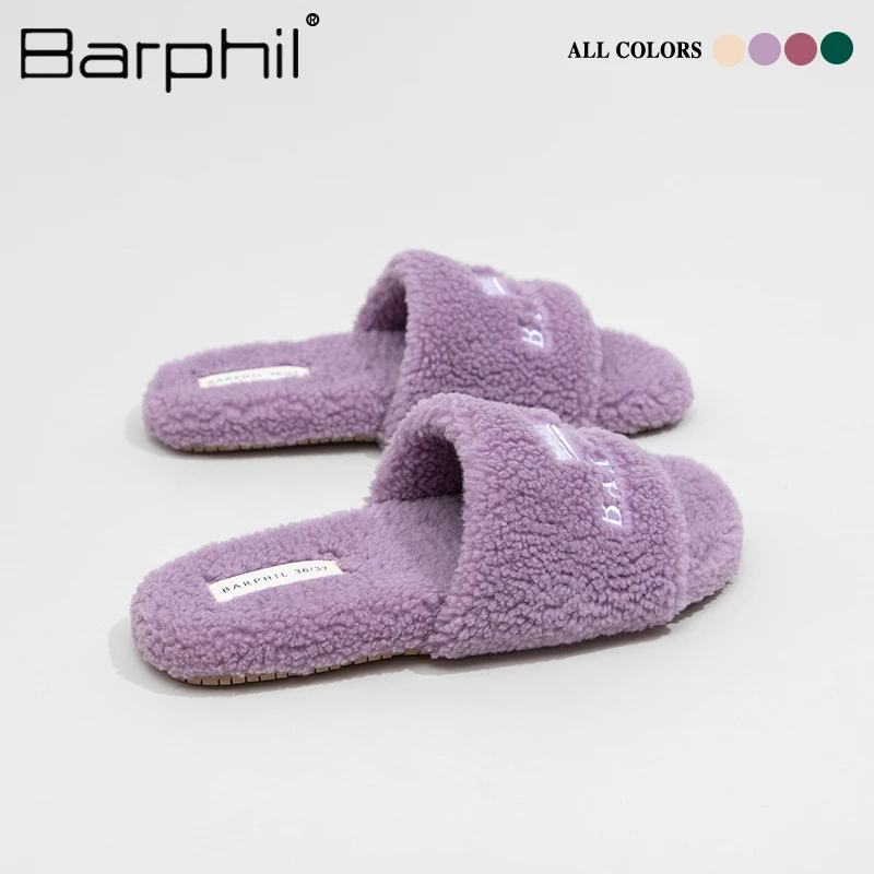 BARPHIL毛毛拖鞋女2025秋冬新款外穿轻便防滑时尚保暖厚底棉拖鞋