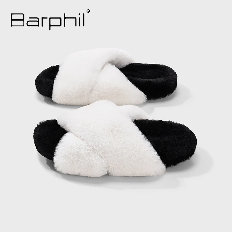 BARPHIL拖鞋女2025新款秋冬保暖外穿百搭毛毛棉拖鞋轻便防滑厚底