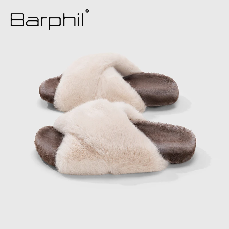BARPHIL毛毛拖鞋女2024秋冬新款加绒保暖轻便防滑百搭外穿棉拖鞋