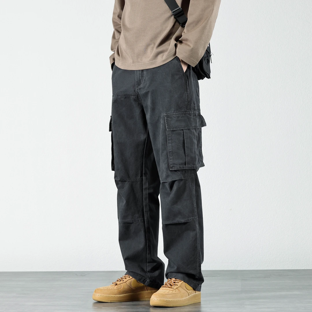 直筒工装休闲裤子男秋季潮牌2025新款宽松阔腿长裤日系大码男裤潮