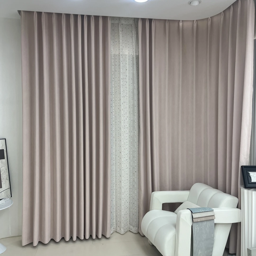 浮雕提花雪尼尔2418可可羊绒高温定型高克重遮光夏季定制超柔窗帘