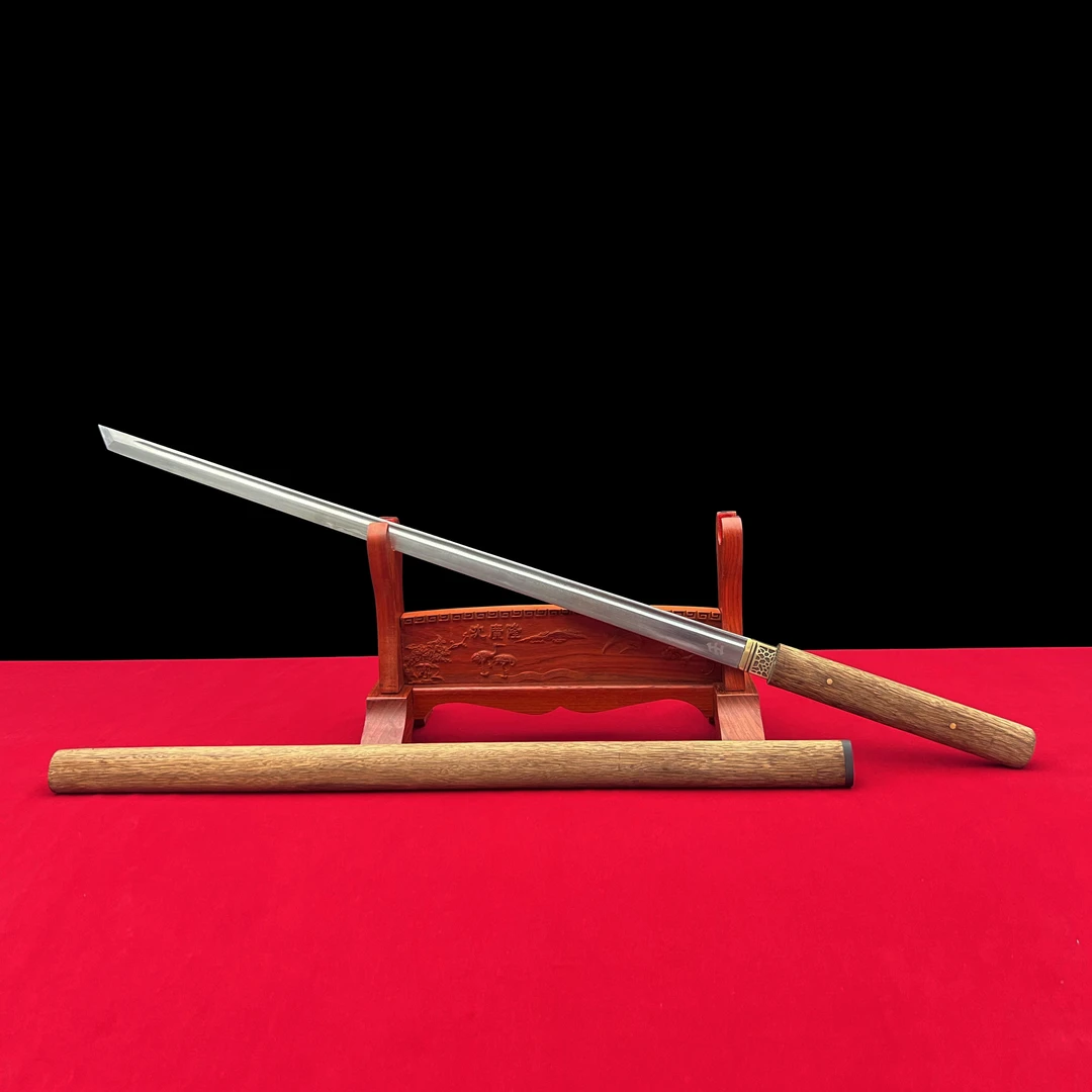 龙泉沈广隆- 疾风刀 花纹钢 手工锻打 未开刃