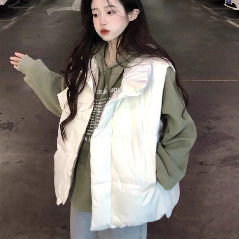 慵懒风棉服马甲女冬季网红百搭宽松外穿短款背心棉衣马夹外套叠穿