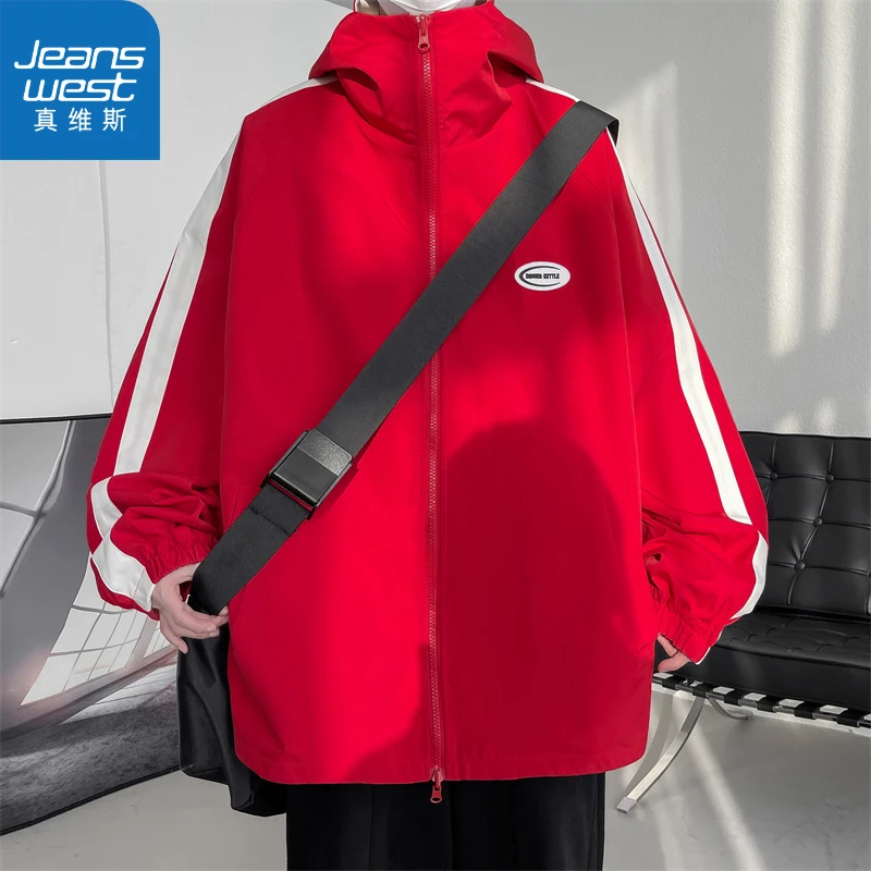 真维斯人生冲锋指南两面穿冲锋衣男春季新款防风防水连帽外套