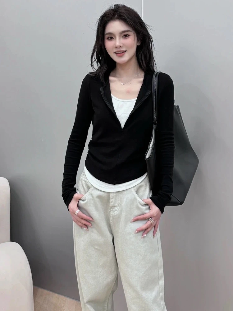 2024秋季新款807假两件圆领休闲百搭