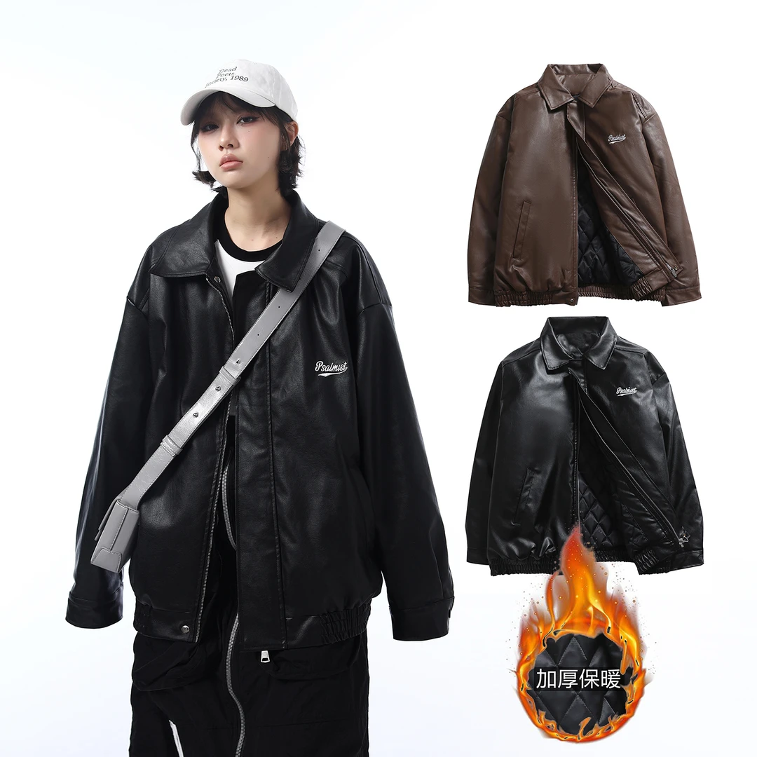 冬季加厚夹棉翻领皮外套保暖男棉衣宽松冬装棉服情侣百搭潮韩版潮