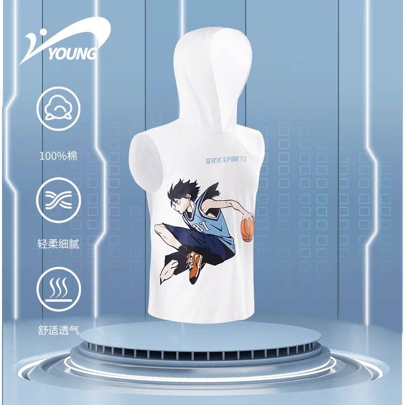 贵人鸟夏儿童短袖棉连帽背心无袖男童透气54291136t