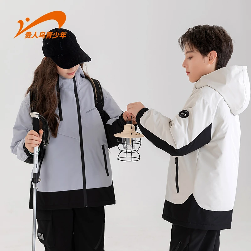 贵人鸟儿童连帽外套防风防水秋新款运动休闲冲锋衣XP54398985-wf