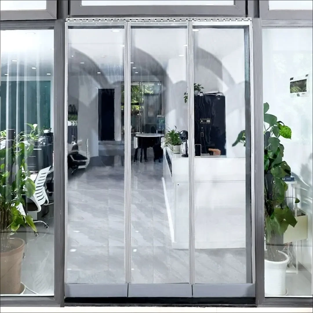 磁性自吸空调隔断帘防风软门帘超市商用防尘磁吸透明塑料隔热门帘