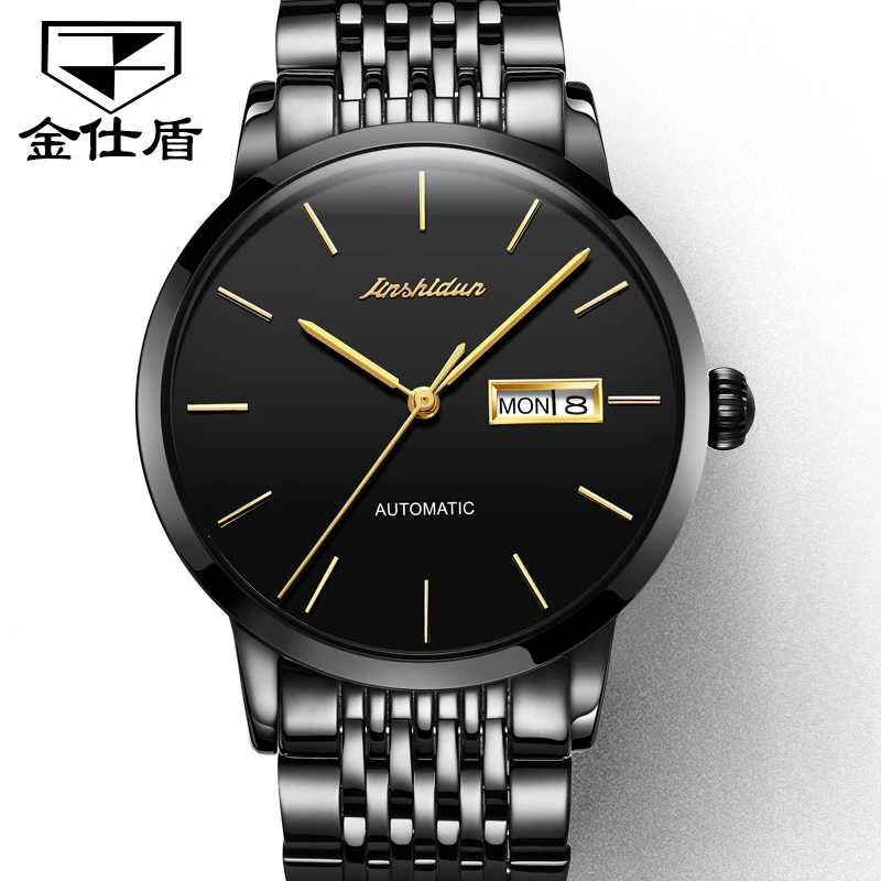 黑武士男士手表全自动机械表进口机芯超薄防水高档男款腕表