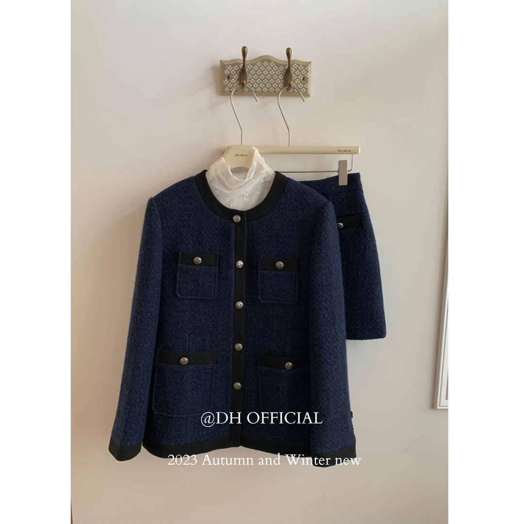 清 DH OFFICIAL 大花【奥兰多】羊毛小香套装秋冬冬季上衣女外套