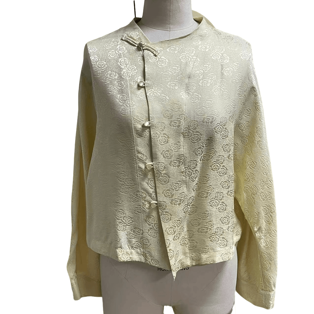 雅姿锦[净初]真丝桑蚕丝提花长袖时尚百搭新中式上衣富贵Z1119