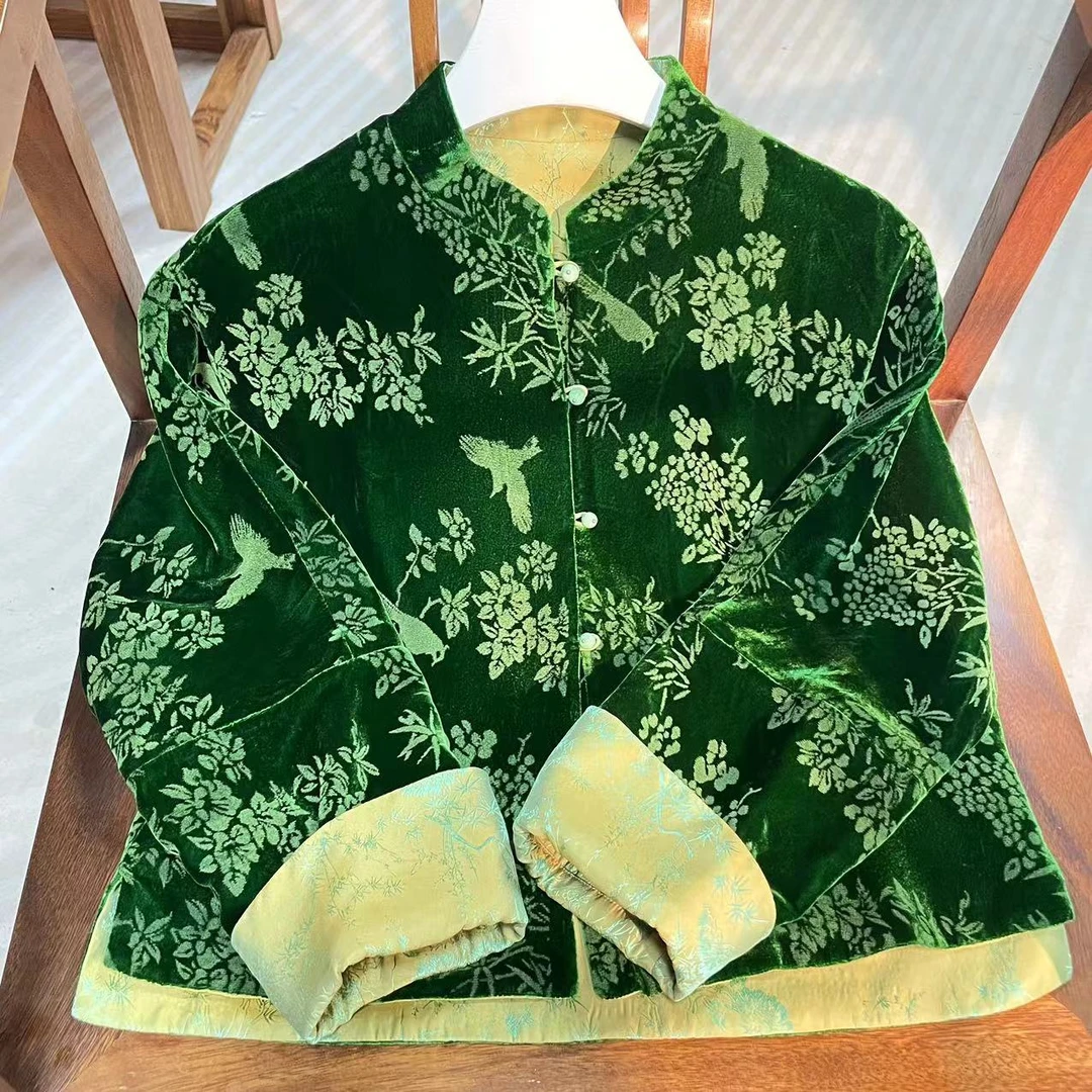 雅姿锦【喜上枝头】新中式丝绒新款时尚百搭新中式休闲外套611388