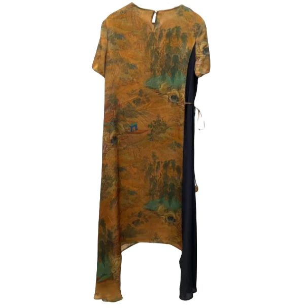 雅姿锦断码富春山居 中式复古气质重磅设计调性款连衣裙21872