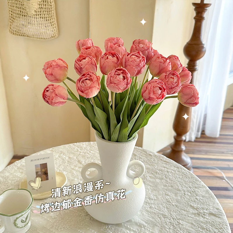 轻奢郁金香仿真花假花摆设房间卧室客厅装饰花艺餐桌干花花束