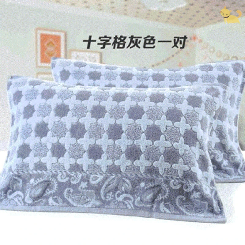 枕巾毛巾式毛巾款加厚加大一对装防脱落不掉色老式纯棉枕头